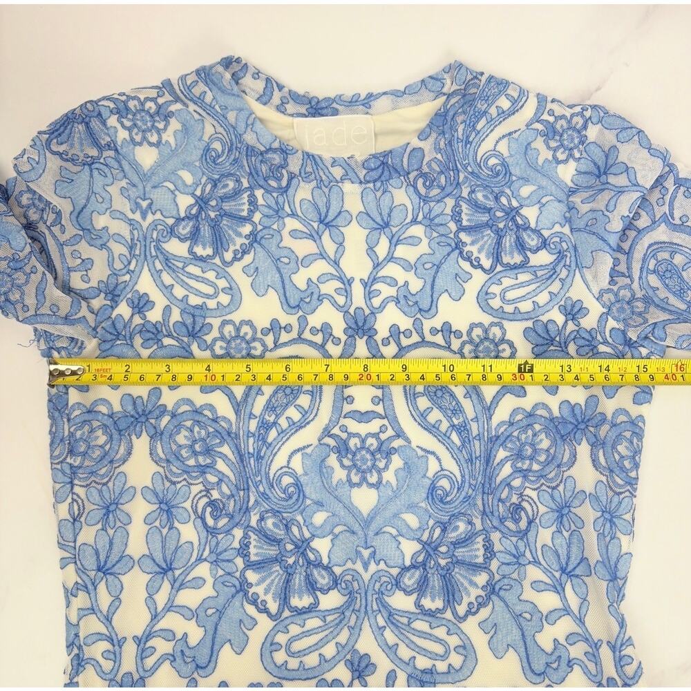 Rare NWT Johnny Was Jade Wynifred Mesh Midi Dress Blue Damask Embroidered Boho - Picture 10 of 15
